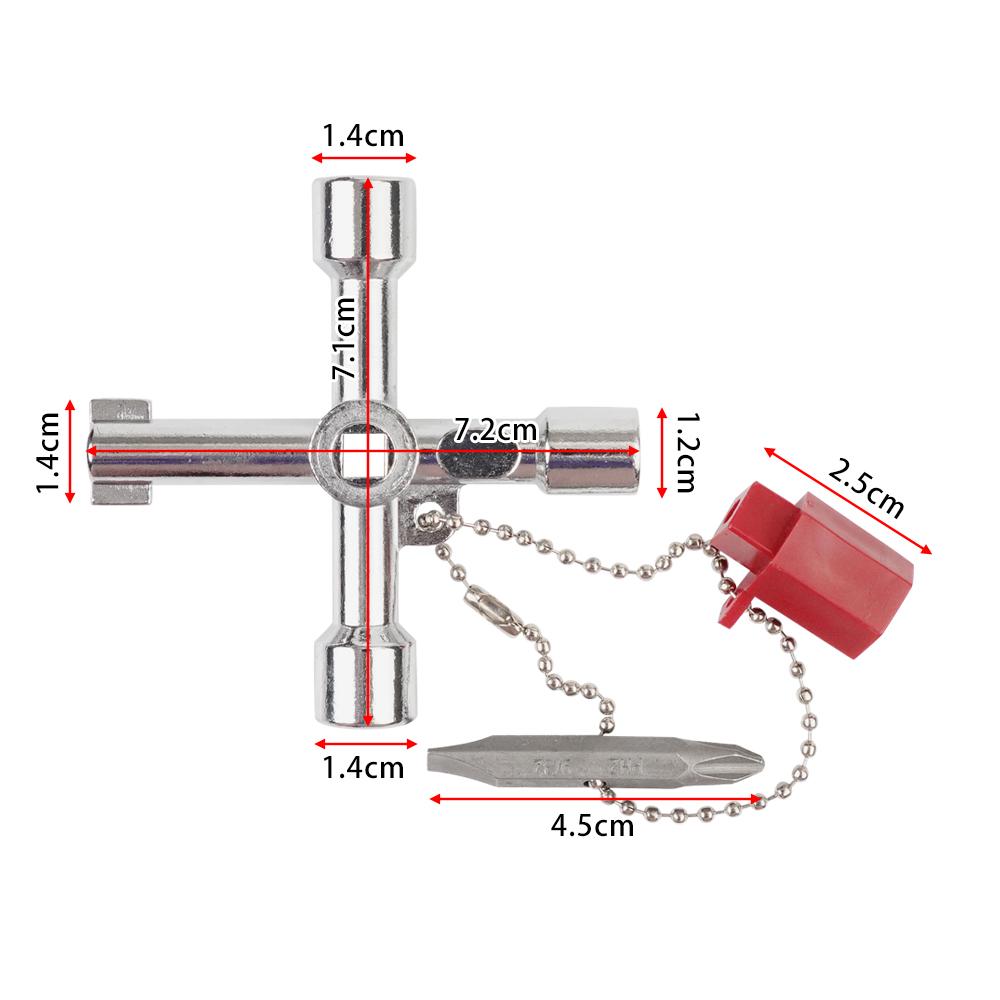 Universal 4 Way Cross Triangle Wrench Key Electric Cabinet Keys Utility Key Fit for Faucet, Gas Meter, Valve, Spigots Opening
