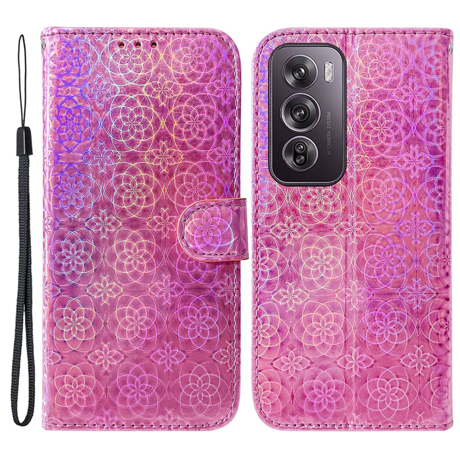 

Для Oppo Reno12 Pro 5G (Глобальный) Чехол-подставка Dazzling Flower Кожаный чехол для телефона Pink
