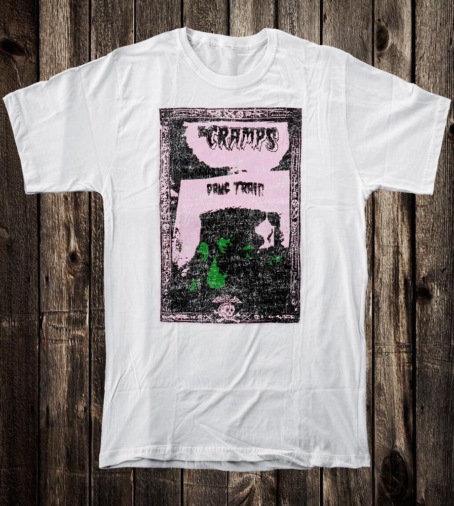 Ретро Футболка 100% Хлопок Стиль Панк 80-х The Cramps Наркотический Трейт Унисекс Футболка XL