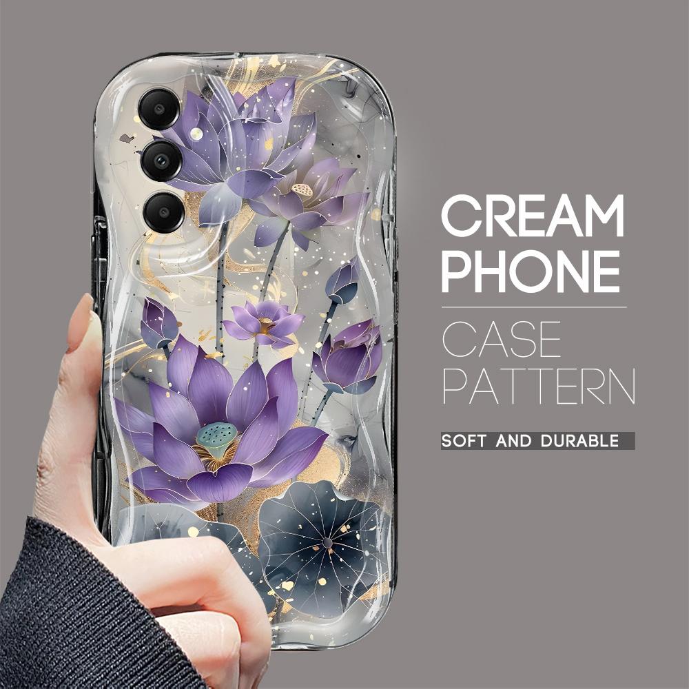 

Милый мультяшный узор, кремовая текстура, мягкий силиконовый чехол с волнистыми краями, чехол для телефона Samsung Samsung S23 FE чёрный