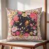 Pink Retro Flowers Cushion Cover Natural Linen Organic Fabric DoubleSided Printing Couch Pillow Covers Home Decor