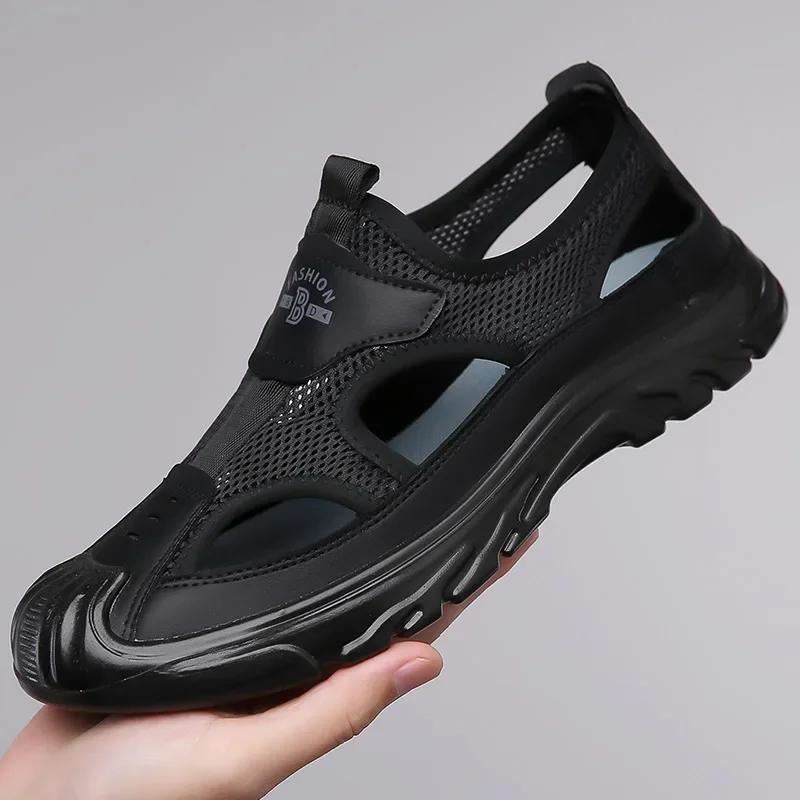 Fashion Summer Sandals Breathable Men Shoes Mesh Outdoor Men Hollow Sandals Antiskid Beach Sandals Flats Footwear Zapatillas Hombre