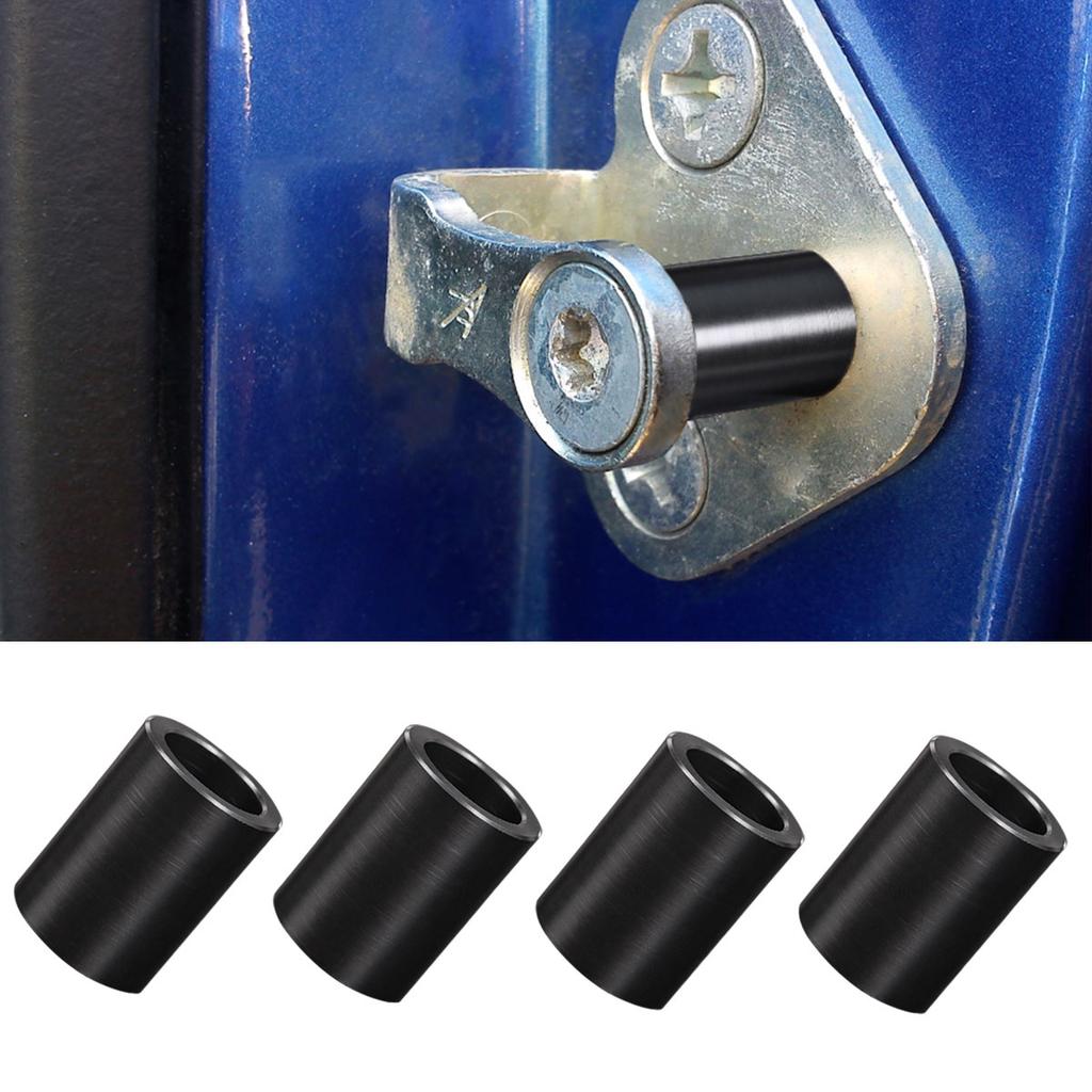 4pcs Door Lock Striker Bushing Black POM Black For Ford F150 F250 F350 1980-1996 Accessory POM Material Durability