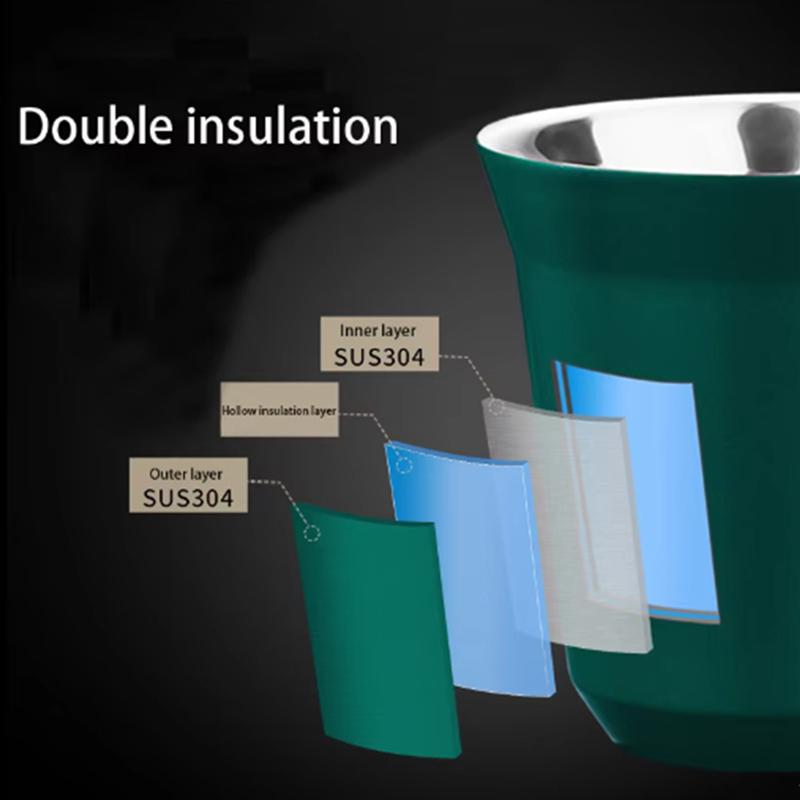80ML Espresso Mugs Stainless Steel Coffee Milk Water Drink Breakfast Cups 304 Insulated Double Wall Dishwasher Safe Texture