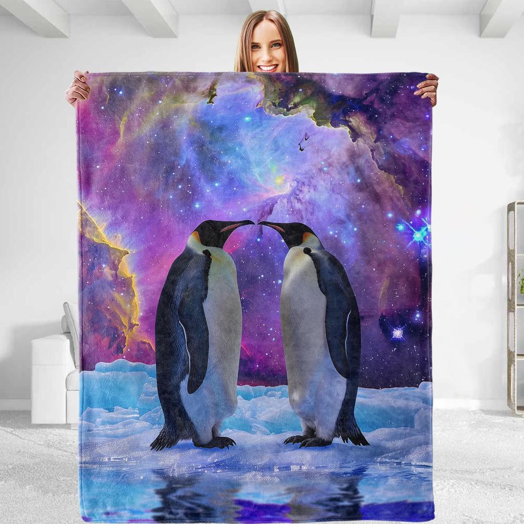 Penguin Blanket Soft Cute Penguins Flannel Fleece Throw Blanket Lightweight Fuzzy Plush Blanket for Couch Bed Sofa Home Decor