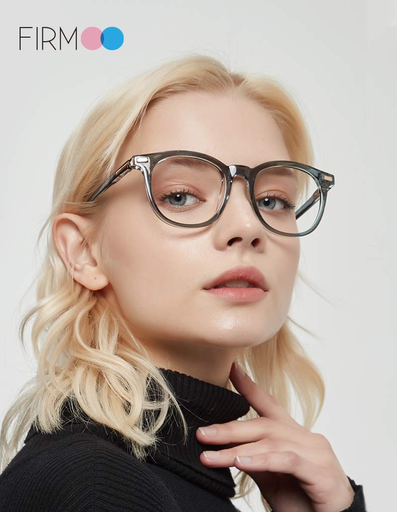 Blue Light Blocking Stylish Round Fashion Computer PC Smartphone HEV UV UV Radiation Vision Sleep Relieves Eye Clear Unisex [Firmoo] Glasses,