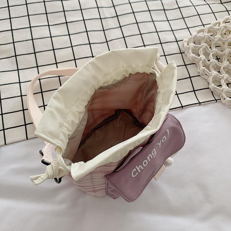 Cute little bag female, new trendy cartoon bucket bag literary student canvas bag shoulder messenger bag