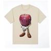 Summer Round Neck Funny Apple Pattern Top Fashionable Casual Pure Cotton Short Sleeved Men's and Women's Unisex T-shirts
