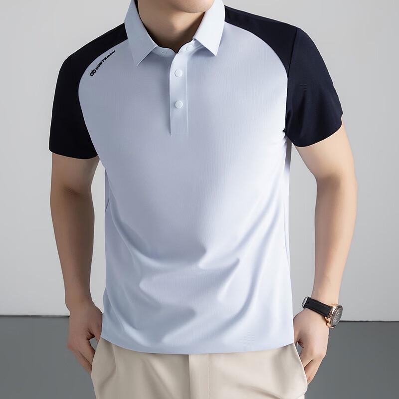 Firstview Men s Summer Two-Tone Patchwork Sporty Short Sleeve Polo Shirt FV26C1033 XL