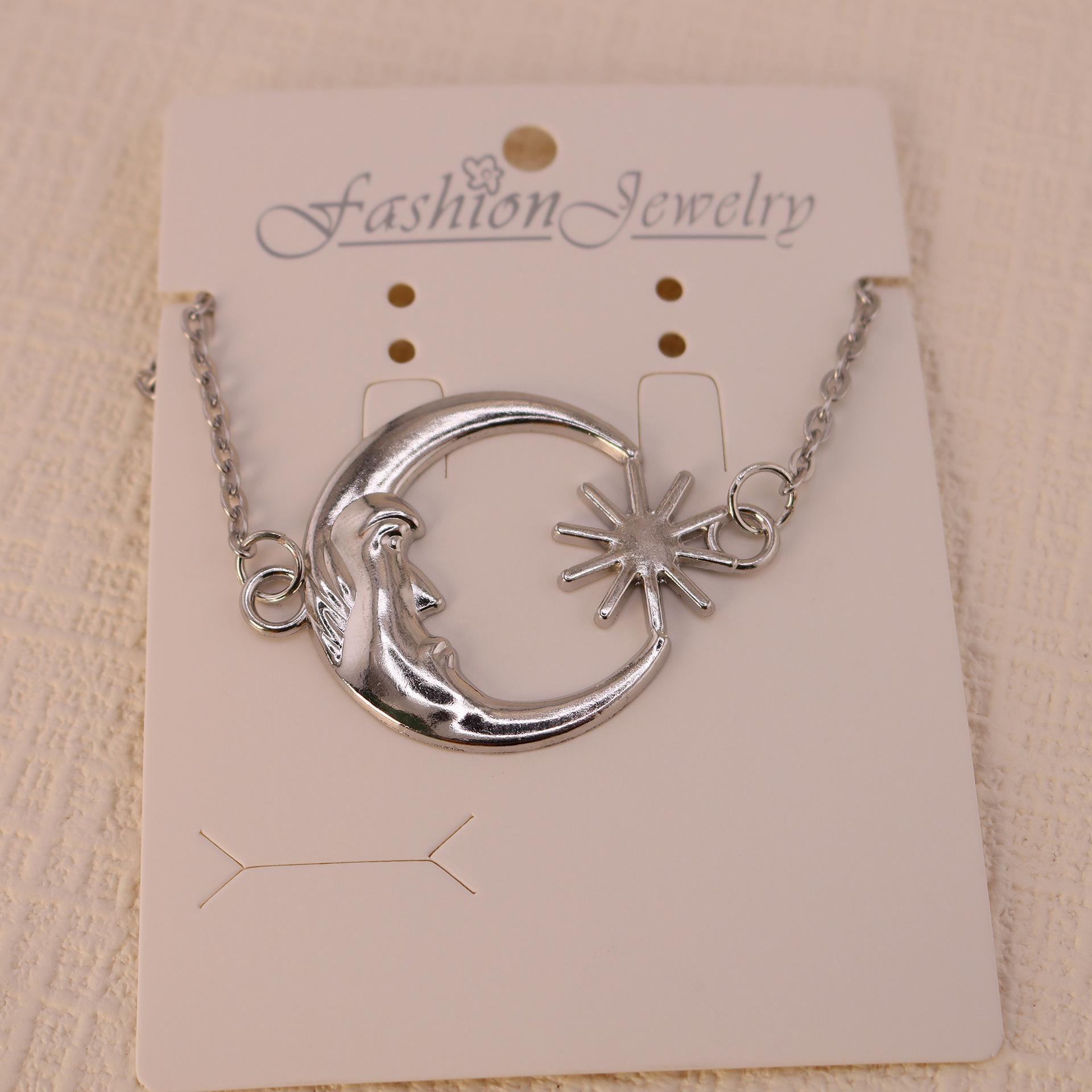 Versatile Retro Sun & Moon Smile Necklace with Sunflower Face Pendant