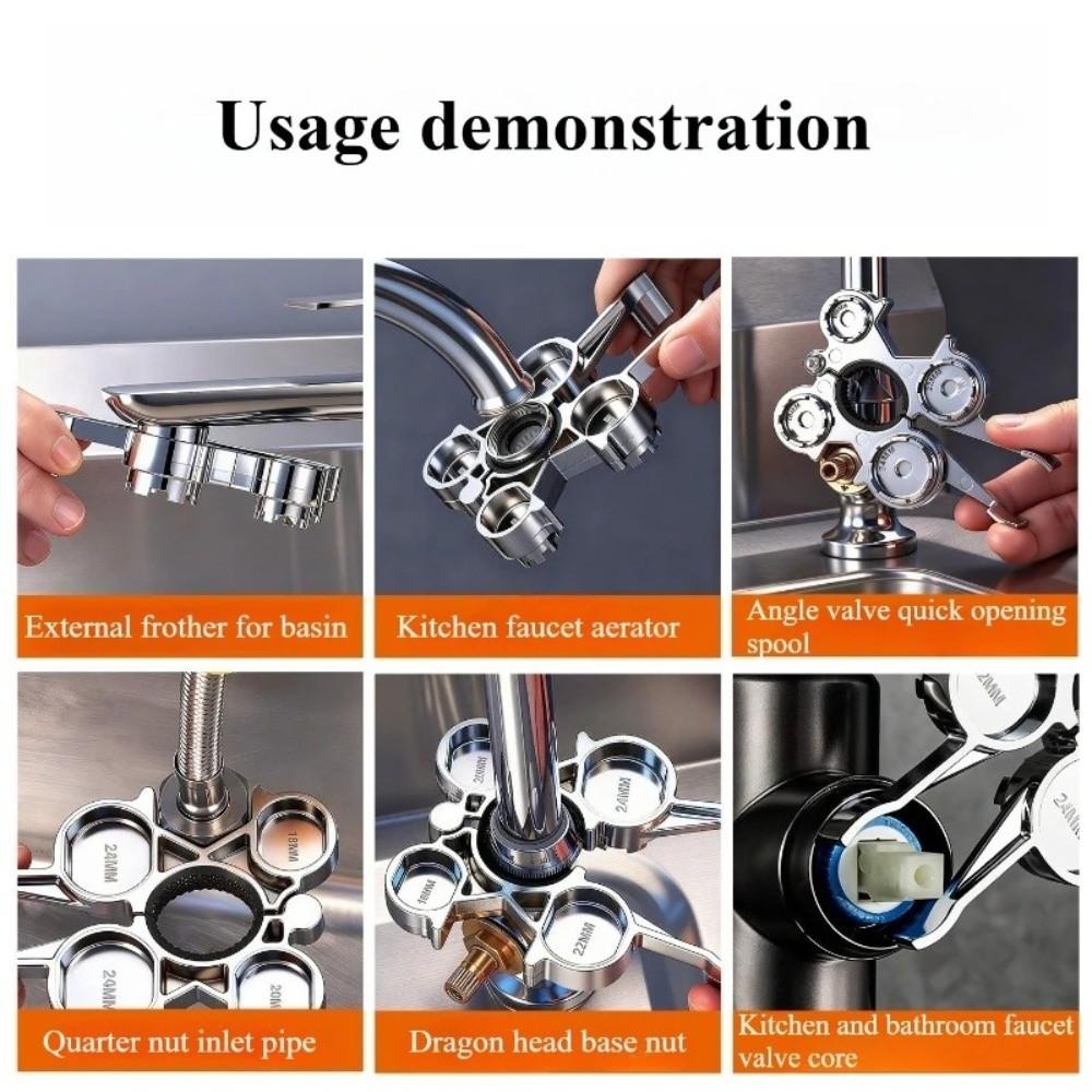 12 in 1 Faucet Aerator Removal Tool Metal Bathroom Taps Spanner Faucet Wrench Bathroom Kitchen