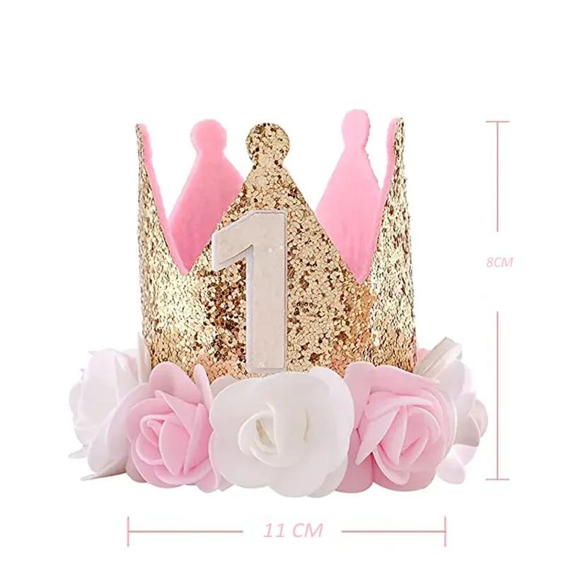 1-7 Year Old Baby Shower 1 Year Old Birthday Kids Shower Party Supplies Baby Birthday Party Crown Princess Crown Headband