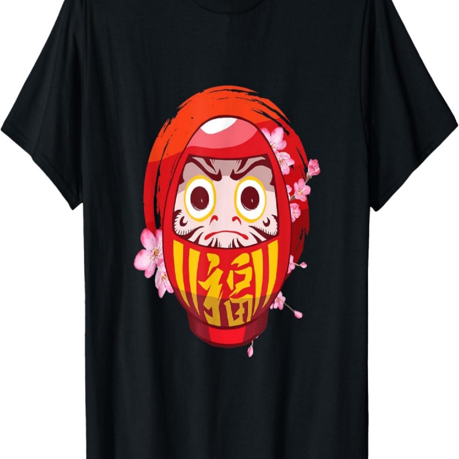 Japan Zen Circle Cherry Blossom Daruma  T-Shirt S