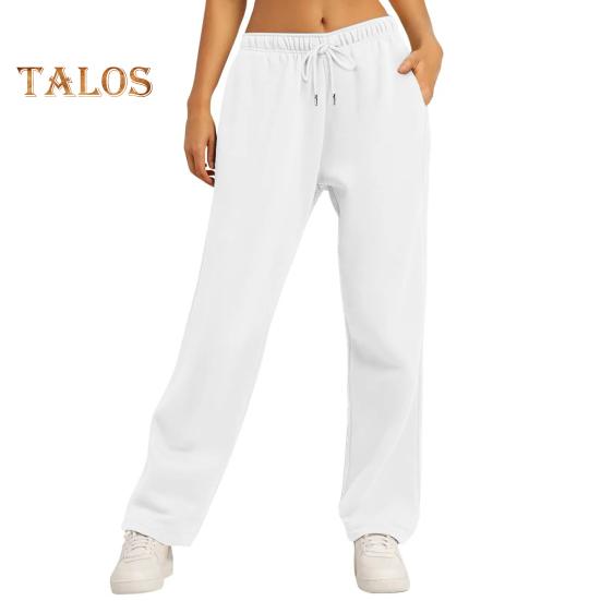 

Женские брюки с высокой талией, прямые, широкие, с карманами, однотонные спортивные брюки стандартного кроя S белый