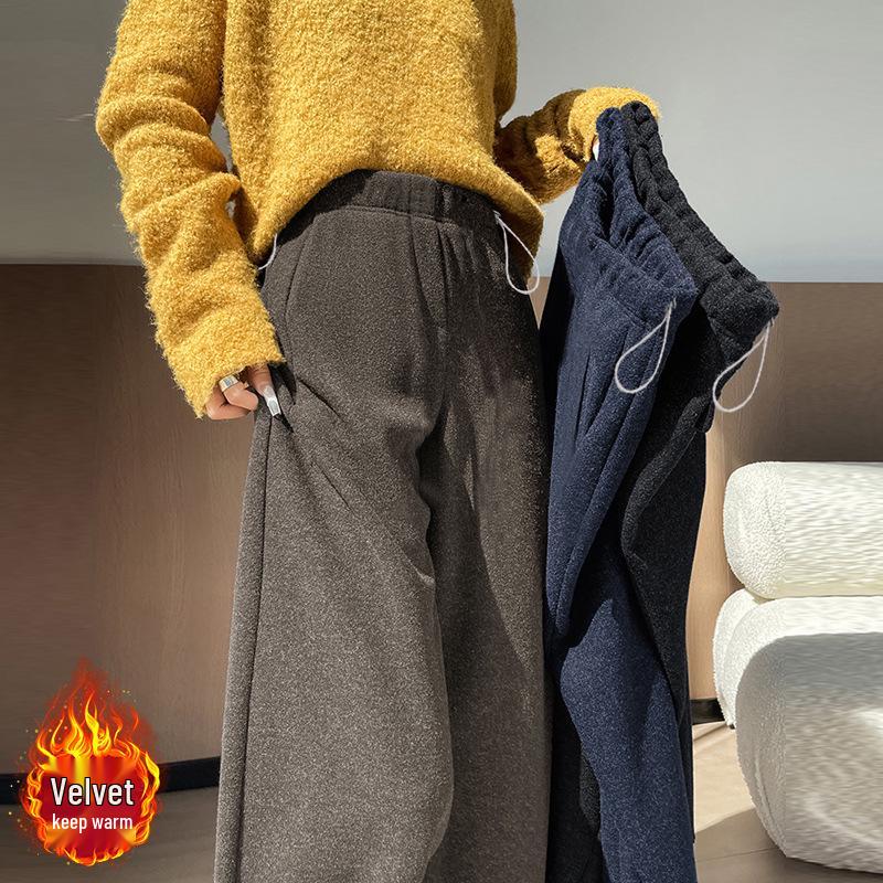 High Waist Woolen Maternity Pants - Autumn/Winter, Elastic, Loose, Banana Leg, Nine-Point XL