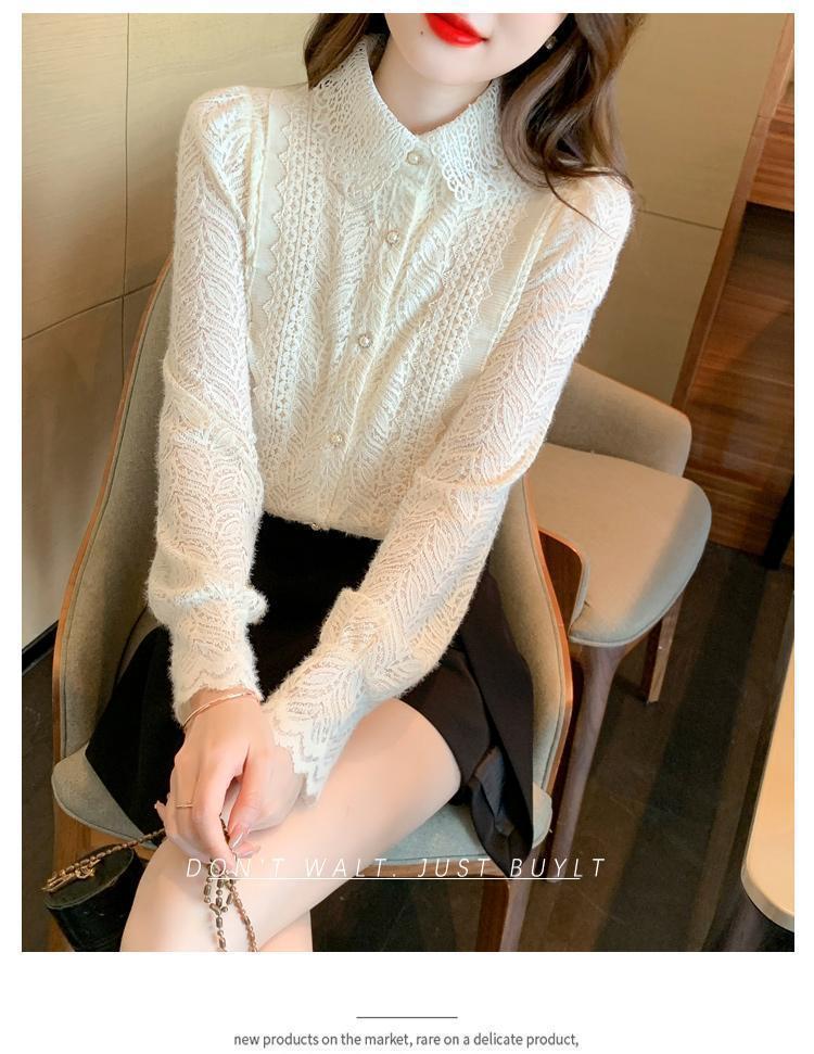 Chiffonspitze Langarm Damenoberteil - Samt, Herbst/Winter Trend