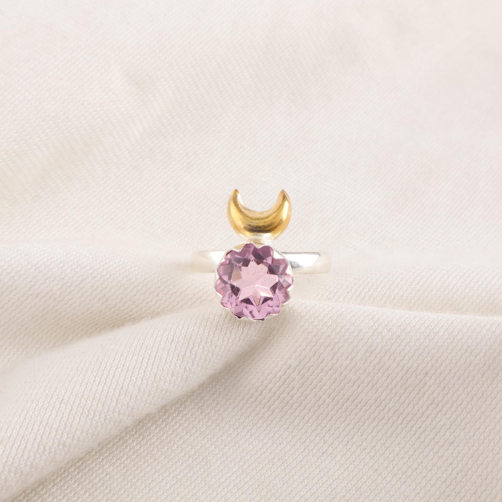 

Камень морганит Подарок маме Заявление Юбилей Коктейльное кольцо Стерлинговое серебро RR-58-8 8.5