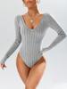 2025 Summer Striped Deep V-Neck Slimming Waist Long Sleeve Women's Jumpsuit