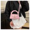 Chic Solid Color Faux Leather Shoulder Bag, Women's Semi Circle Handbag with Snap Lock, Trendy Commute Crossbody Purse CLE