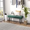 End of Bed Bench with X-Shape Design and Steel Legs, Upholstered Hallway Bench for Bedroom, Green