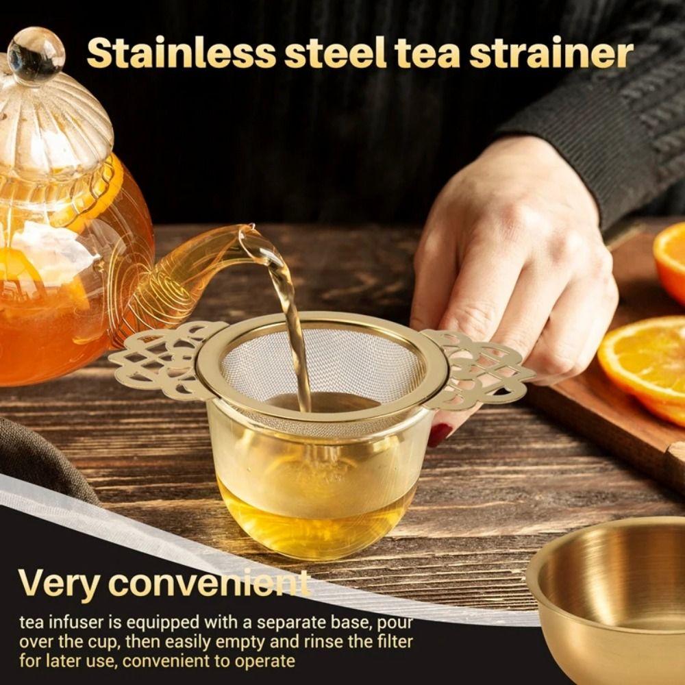 Stainless Steel Hanging Tea Strainer Fine Mesh Lace Tea Infuser Double Ear Tea Filter Teaware