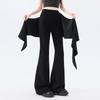 Women's 2026 Spring High-waisted Micro-flare Pants with Ribbon Detail: Slimming, Elastic, and Stylish