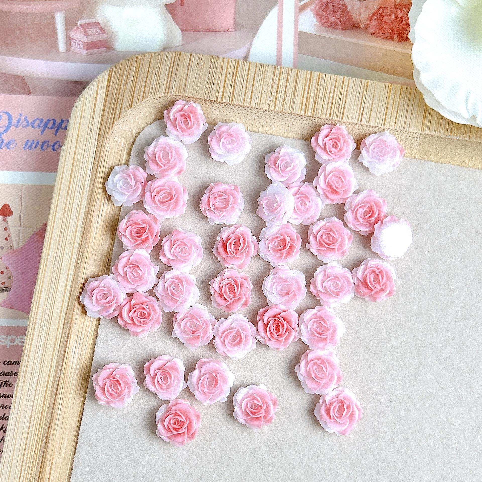 Handmade Soft Flower Carved Rose Camellia Luminous Nail Art Decorations Three-Dimensional Sweet DIY Accessories розовый