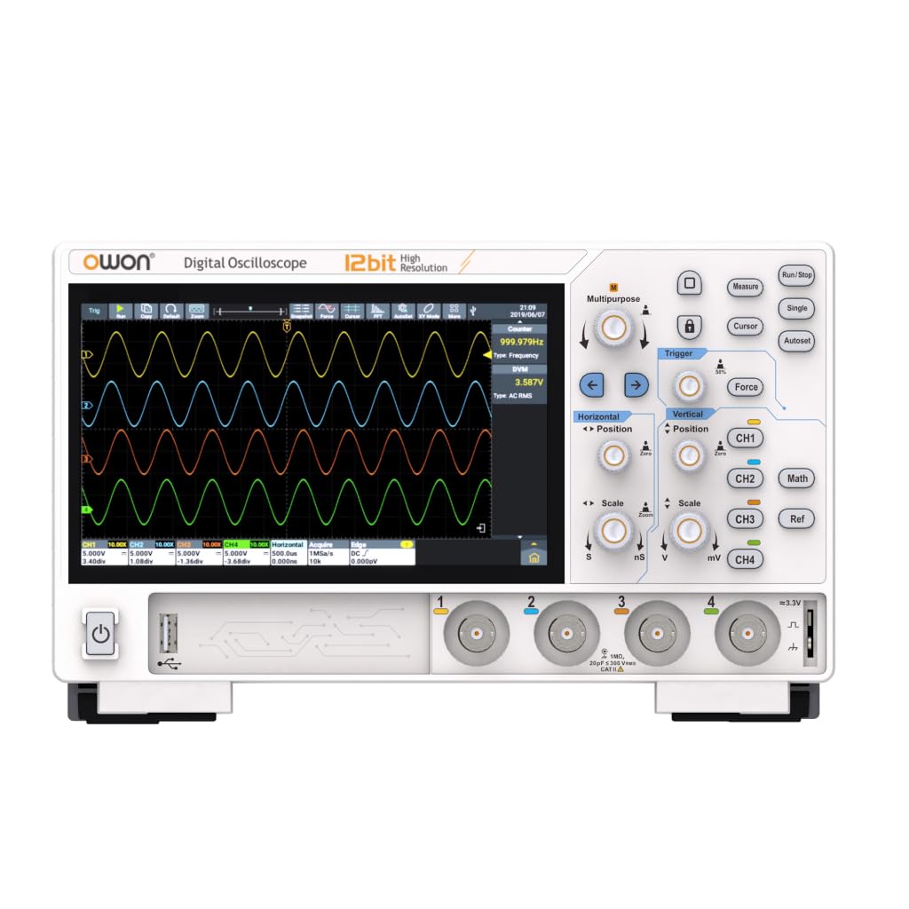 OWON ADS804A Digital Frequency Protocol FFT 1M Sampling 50M Waveform Update Lightweight Warranty from the Japanese Oscilloscope, 4-Channel, 70MHz,