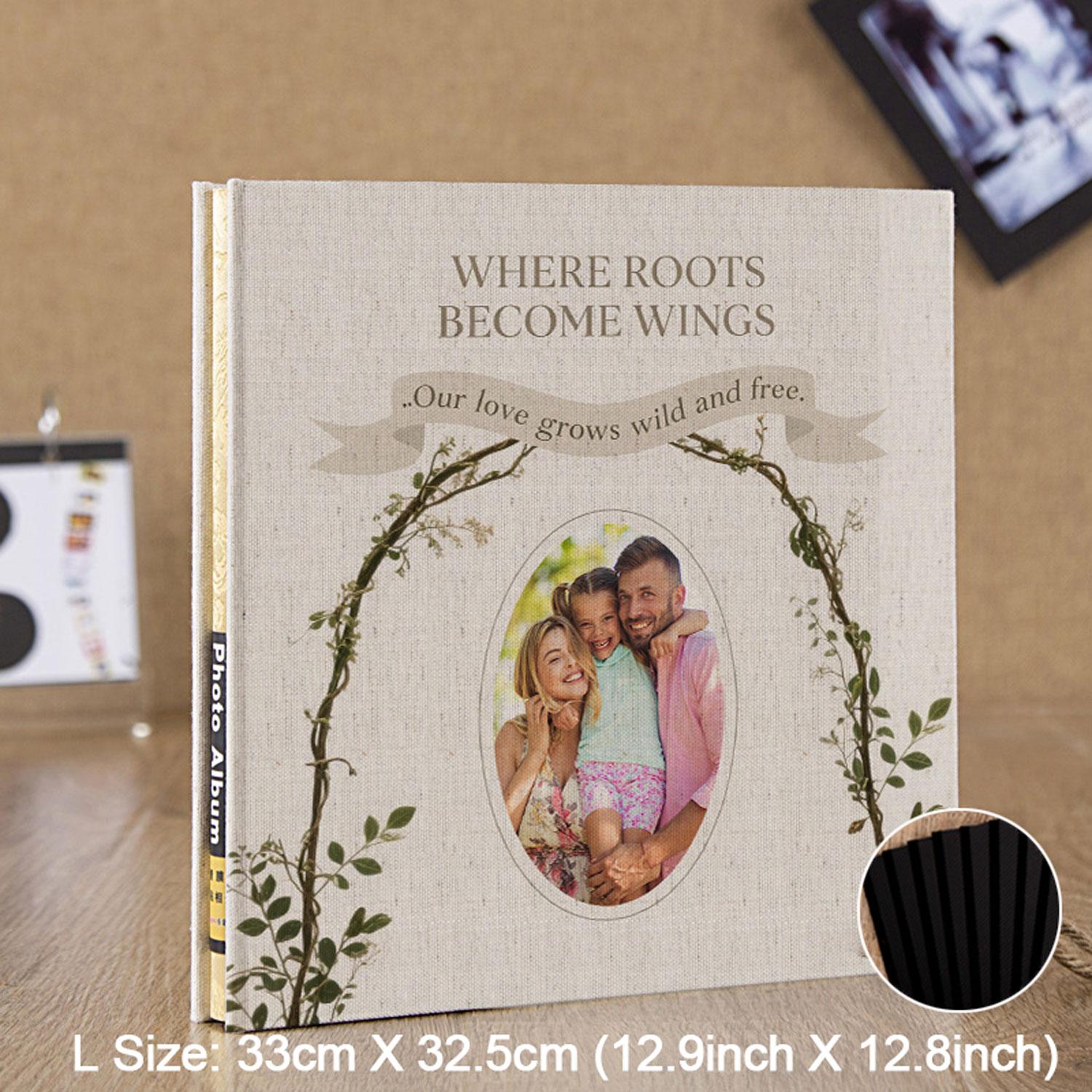 

Waterproof Garden Scrapbook 18 Inch - 20 Self-Adhesive Pages, Custom Cover Gift for Grandma (White/Black Paper) чорний