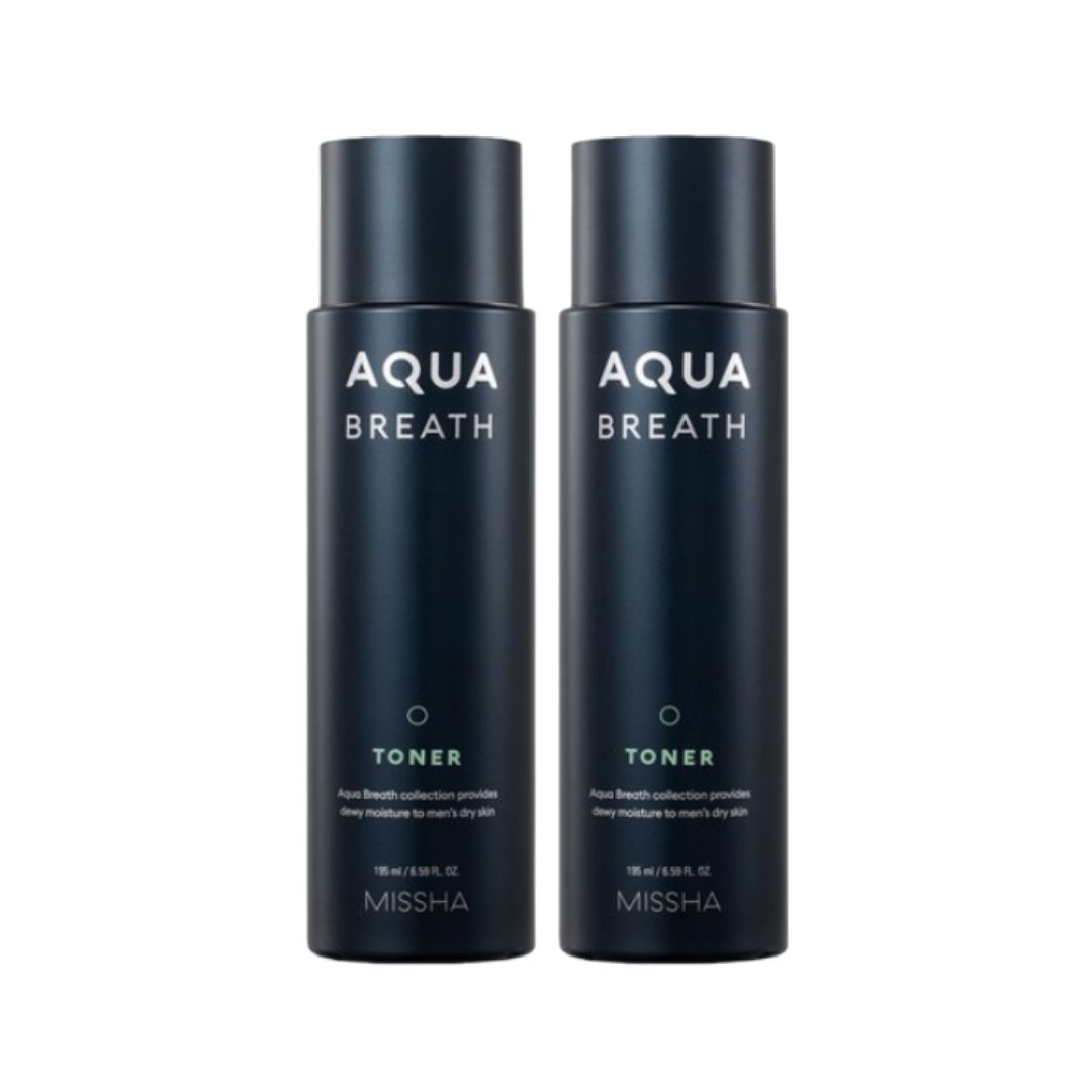 MISSHA For Men Aqua Breath Toner Hydrating & Soothing Facial Toner 195ml x 2