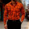 2025 New Men's Trendy Geometric Line Print Long-sleeved Shirt 18 Colors Personality Fashion Slim Lapel Casual Versatile Shirt
