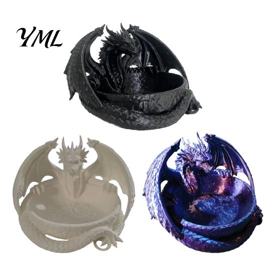 3D Printed Dragon Sculpture Jewelry Tray, Fantasy Catchall, Gothic Key Room Decor Holder, Medieval Desktop Storage Gift for Fans Home