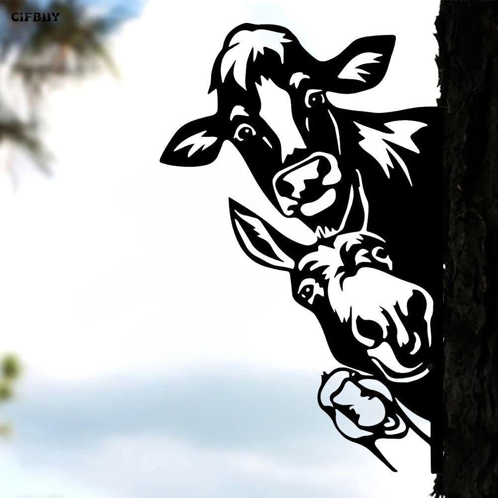 Metal Cow Duck Silhouettes Garden Fence Decor