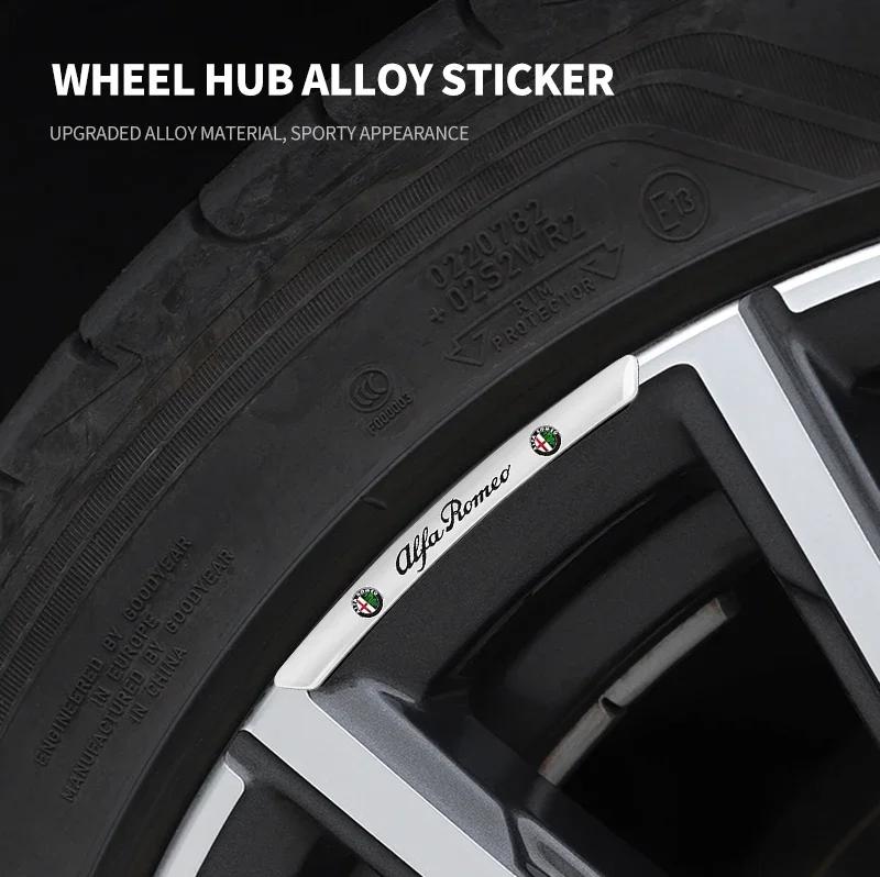 Autostickers Voor Alfa Romeo Auto Styling 4 Stuks Aluminium Velg Sticker Decal Voor Alfa Romeo Giulia Stelvio Giulietta 156 159 14