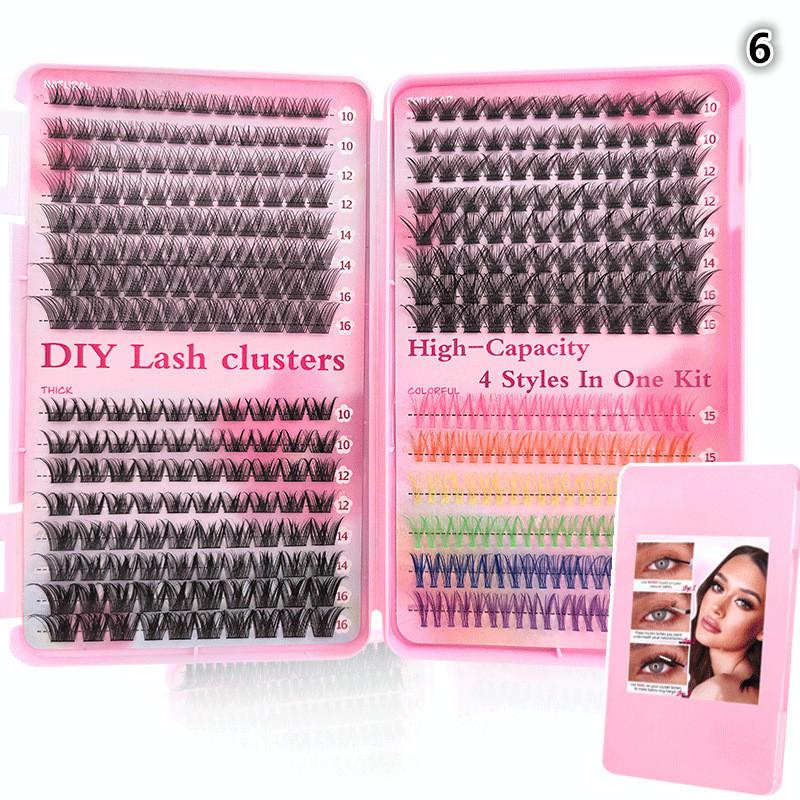 Colour Lash Clusters Set False Eyelashes Extensions Kit Bond And Seal Colorful Simulation Grafted Eyelashes Makeup Supplies