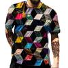 Men's Square Color Tie-Dye T-Shirt, Street Style, Casual, Fashionable, Breathable, Sporty