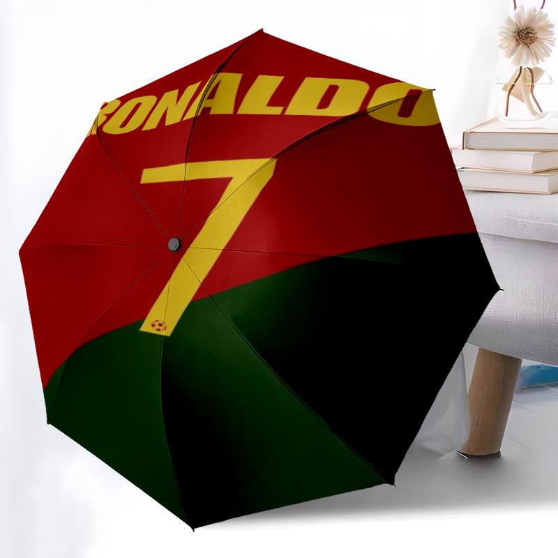 1pc Sturdy 8-Bone Auto Umbrella, Cristiano Ronaldo Umbrella, Digital Printed, Foldable Umbrella for On-the-Go Outdoor Use