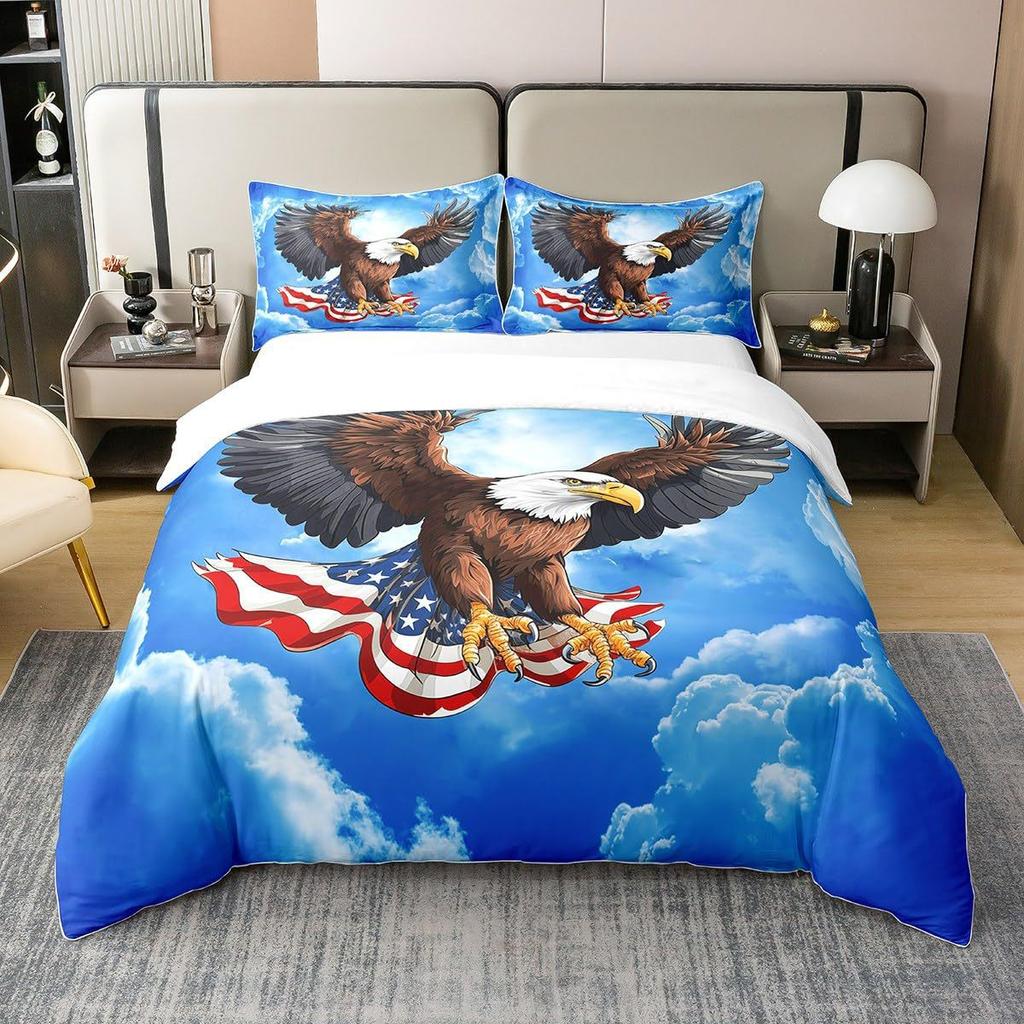 Adler Muster 3D Digitaldruck Quilt Set Dreiteiliges Bettwäscheset