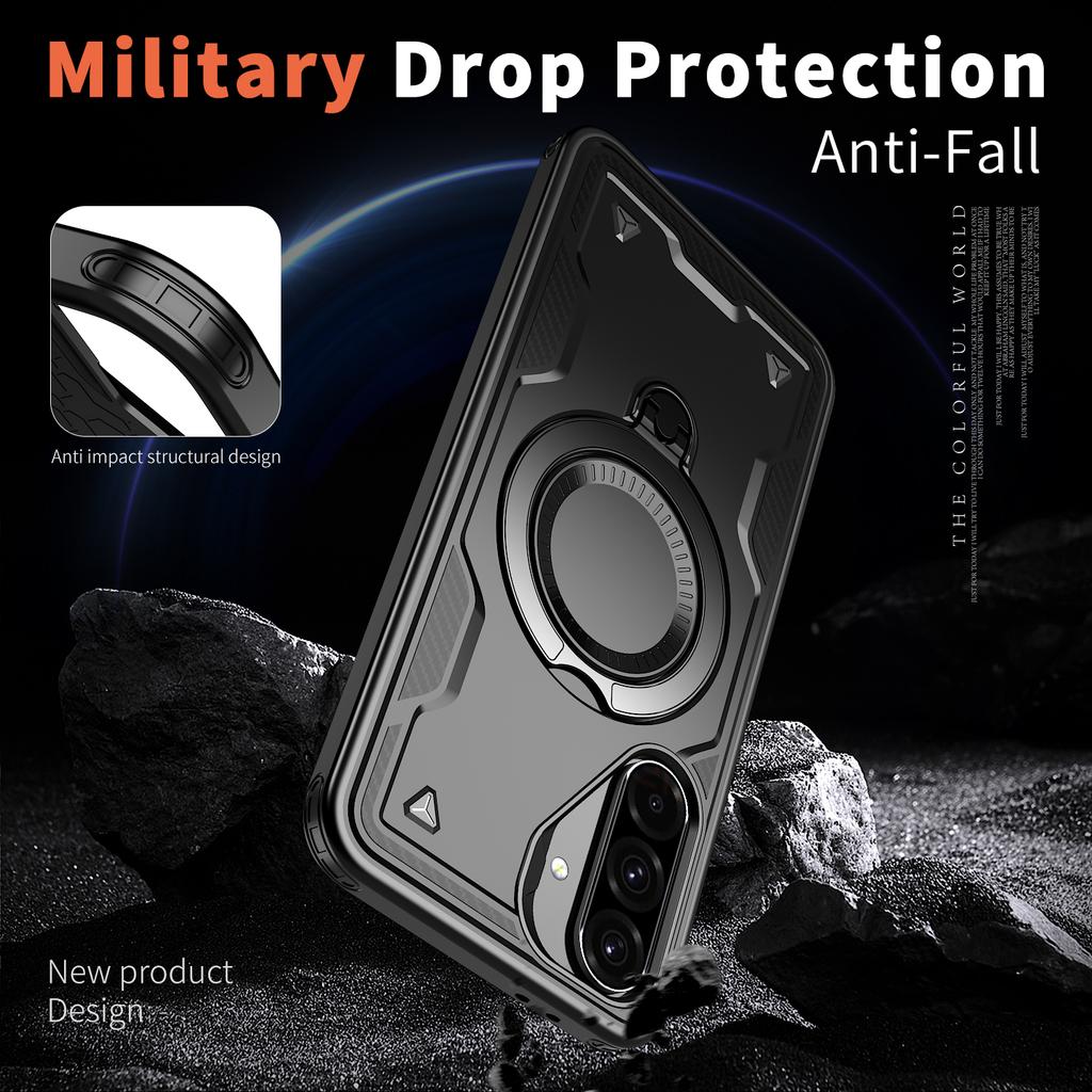 Dual Layer Shockproof Hard Cover For Samsung Galaxy A56 A55 A35 A15 A17 A14 A26 A36 A16 5G Ring Magnetic Fold Bracket Phone Case