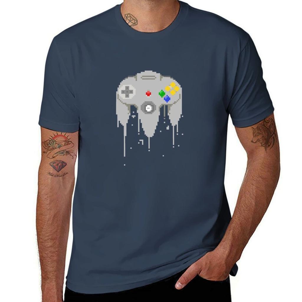 Pixel N64 Controller Tshirt Casual All Match Tee Shirt For Men
