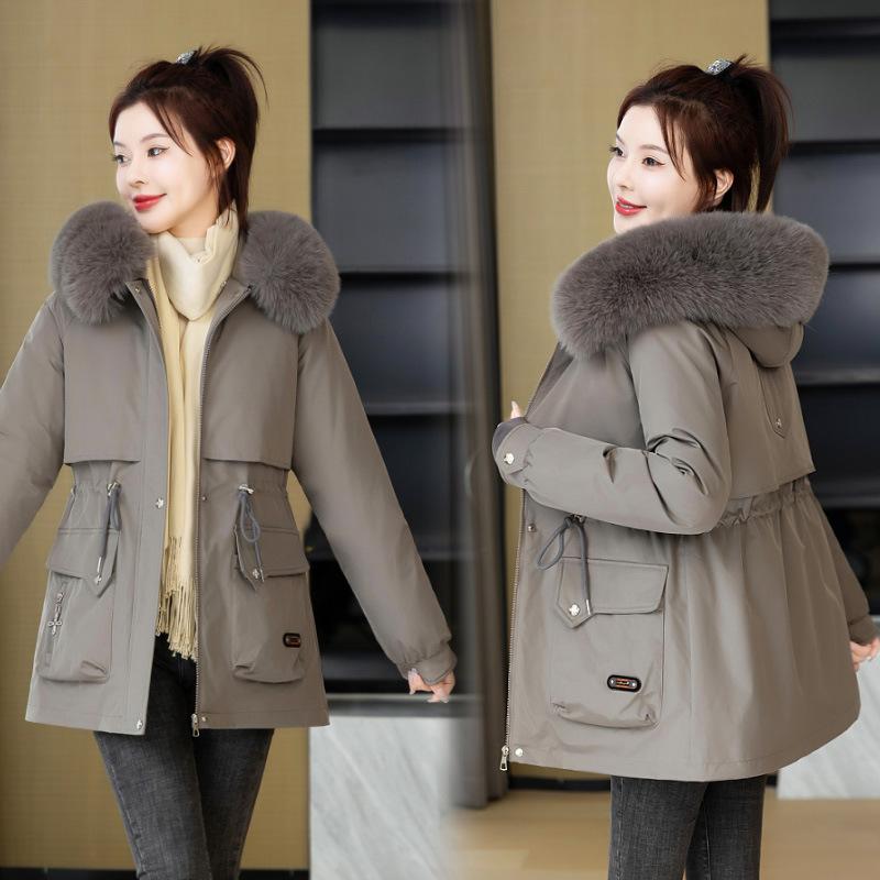 Winter New Pie Overcomes Women's Removable Fur Collar Versatile Cotton-padded Clothes, One Dress and Three Women's Coats