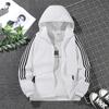 Unisex American Three-Bar Hooded Windbreaker - Lightweight Jacket for Spring & Autumn