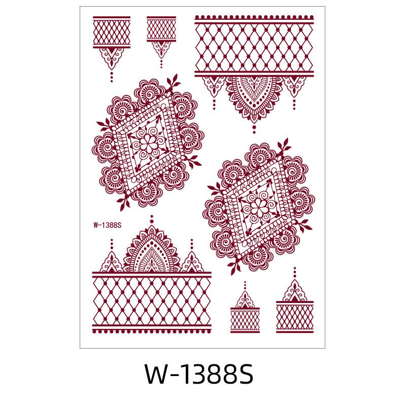 Zhengxiang 2025 Waterproof Brown Floral Lace Henna Tattoo Sticker