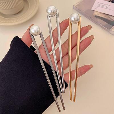 Haarnadeln aus Kunstperlen für Frauen und Mädchen, elegante Haarspangen aus Metall, U-förmige Haarnadeln, Frisuren-Design-Tools