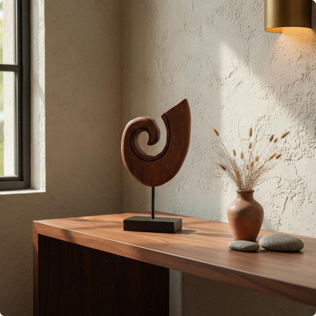 Rustic Minimalist Sculpture Handmade Meditative Table Statue Vintage Abstract for