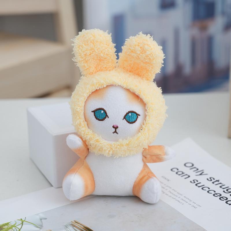 Adorable Bunny Ear Plush Toy Keychain Cute Cat Stuffed Animal Doll For Bags