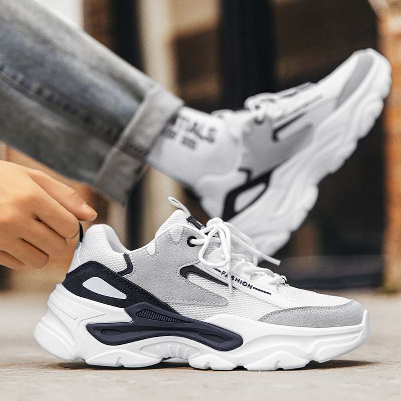 Men's shoes summer 2025 new breathable mesh youth running sports shoes casual non-slip heightening dad trendy shoes