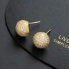 Vintage Style Round Stud Earrings with Micro Pave Cubic Zirconia Crystal Accents and Gold Tone Metal for Classic Elegant Look