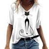 3d V Neck Women's T-shirts Cute Cats Graphics Print Short Sleeve Summer Kawaii Fashion Casual Tee Shirts Funny Female Clothes