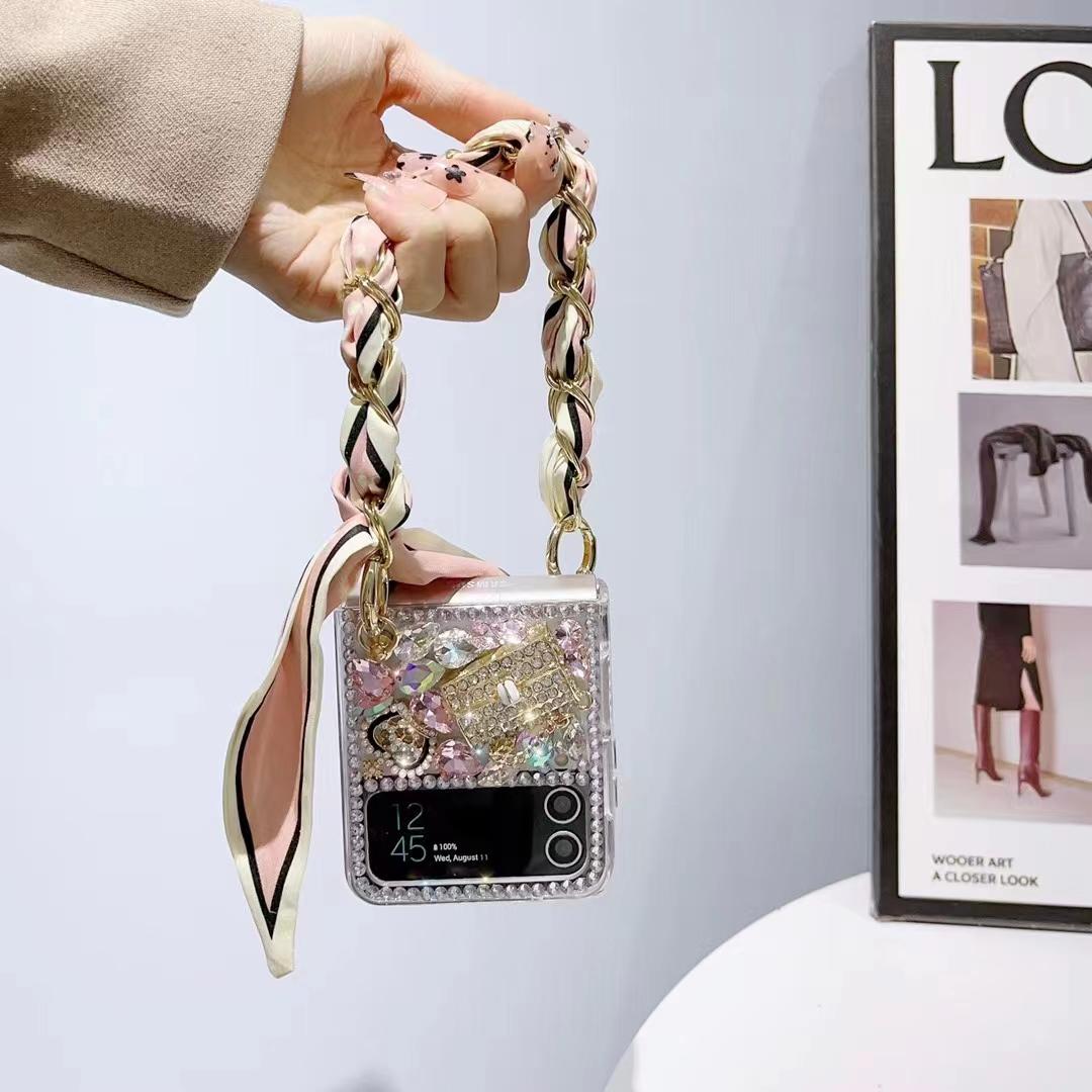 

Чехол для телефона Samsung Galaxy Z Flip 6 5 3 4 5G из шелка со стразами и бриллиантами for Z FLIP 6